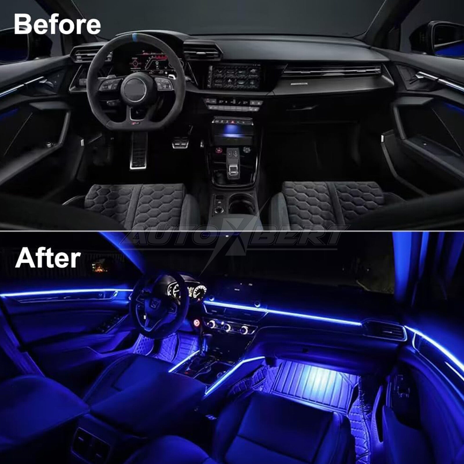 Remote Car LED Strip Lights Multicolor Interior Ambient Lighting Kit 236 Inches