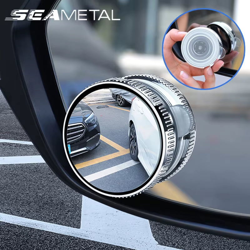 SEAMETAL Car Rearview Sucker Mirrors 360 Blind Spot Mirror Adjustable round Frame Wide-Angle Rearview Auxiliary Convex Mirror
