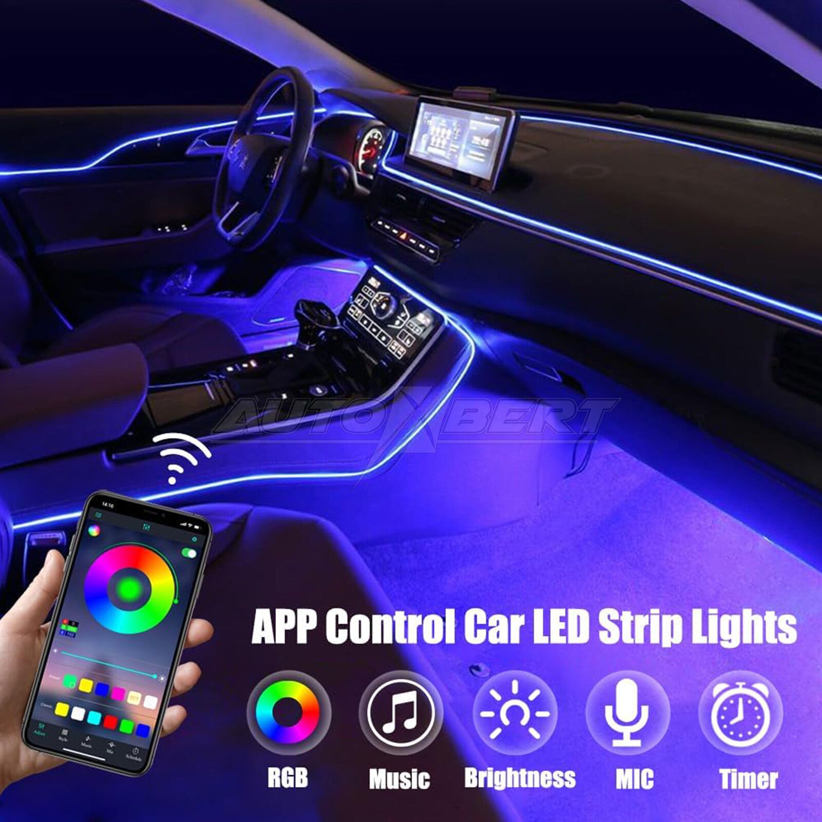 Remote Car LED Strip Lights Multicolor Interior Ambient Lighting Kit 236 Inches