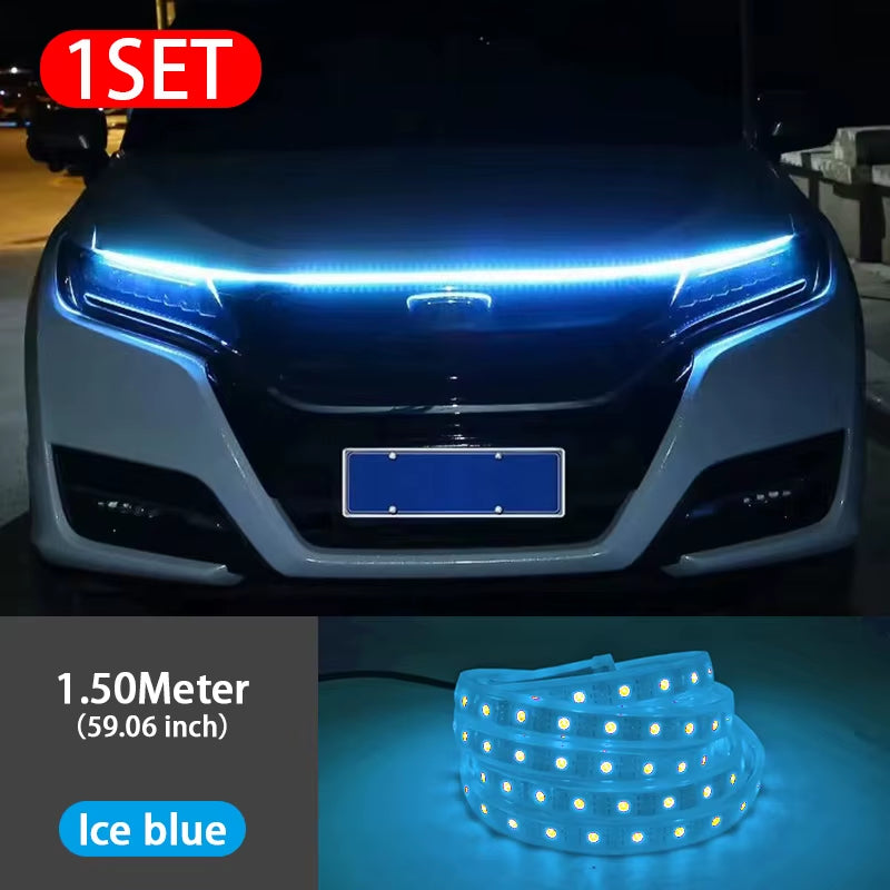 12V Led Car Hood Lights Flexible Headlight Strip Multicolor Atmosphere Lamps DRL Daytime Running Lights Car Decoration
