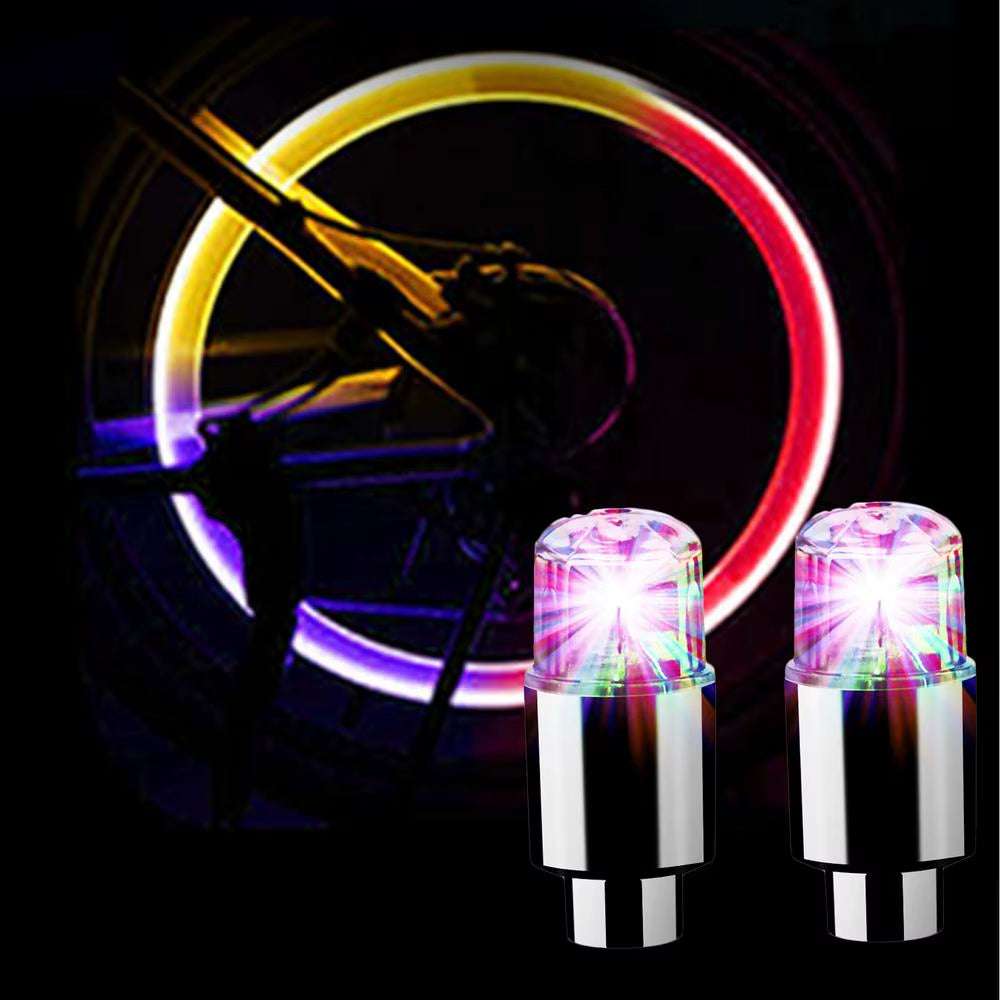 Led Lights for Car Wheel 2Pcs Tyre Valves Wheel Colorful Lights Tire Valves Caps Lamp for Vehicles Car SUV Bike Motorcycle