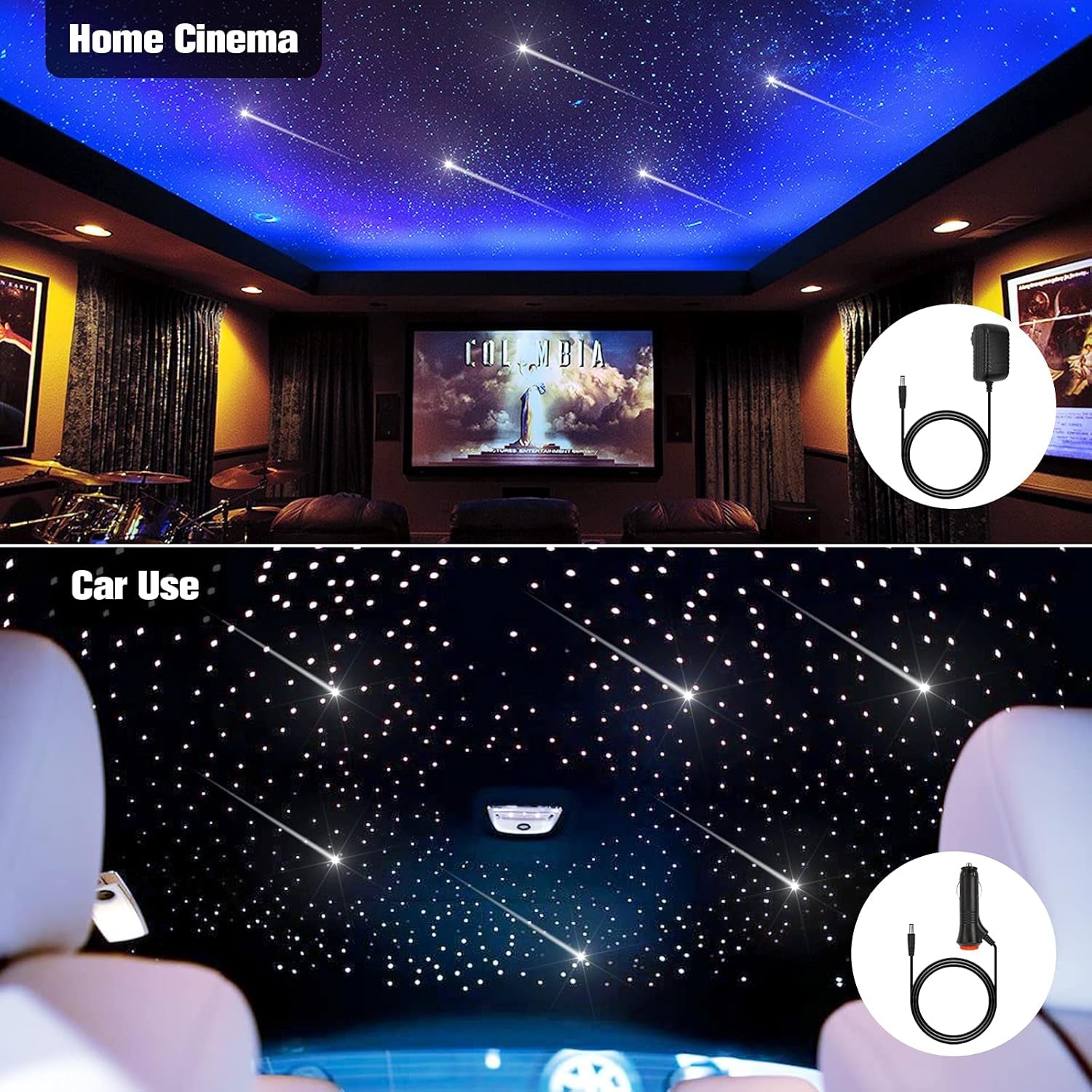 Star Lights - Shooting Star Twinkle Fiber Optic Lights, RGBW+APP Control, 550Pcs*0.03In*13.1Ft