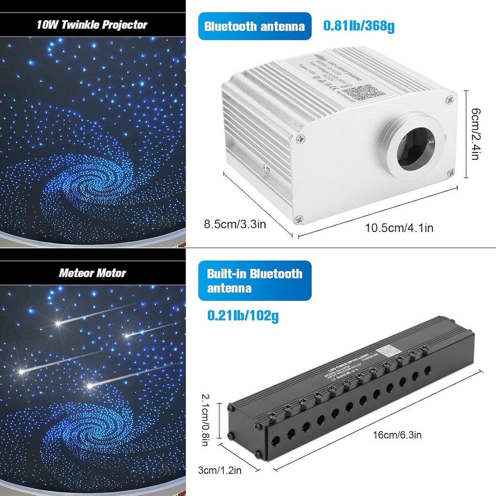 Star Lights - Shooting Star Twinkle Fiber Optic Lights, RGBW+APP Control, 550Pcs*0.03In*13.1Ft