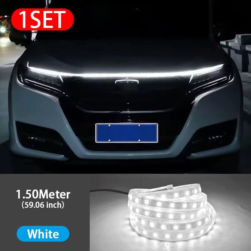 12V Led Car Hood Lights Flexible Headlight Strip Multicolor Atmosphere Lamps DRL Daytime Running Lights Car Decoration
