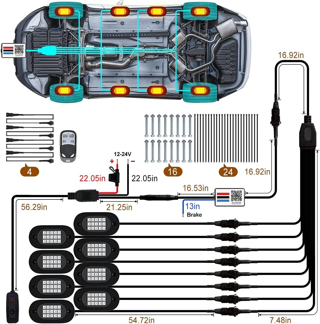 Yilaie Rock Lights for Trucks, 8 Pods RGB LED Rock Lights with App/Remote & High