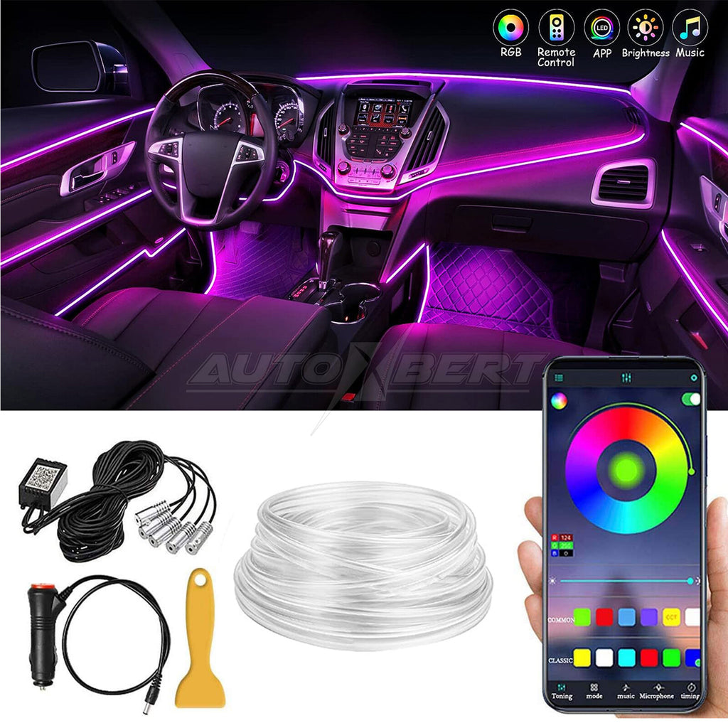 Remote Car LED Strip Lights Multicolor Interior Ambient Lighting Kit 236 Inches