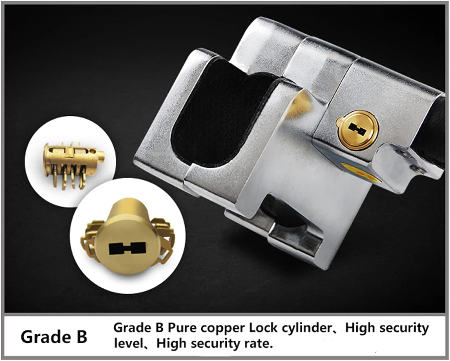 Steering Wheel Lock with Alarm and Light, Car Security Products Anti-Theft Device, Heavy Duty Car Theft Prevention Lock Bar for Car SUV Black + Silver